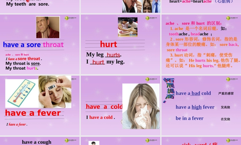 八年级英语下册《Unit1 What's the matter Section A》课件 .ppt