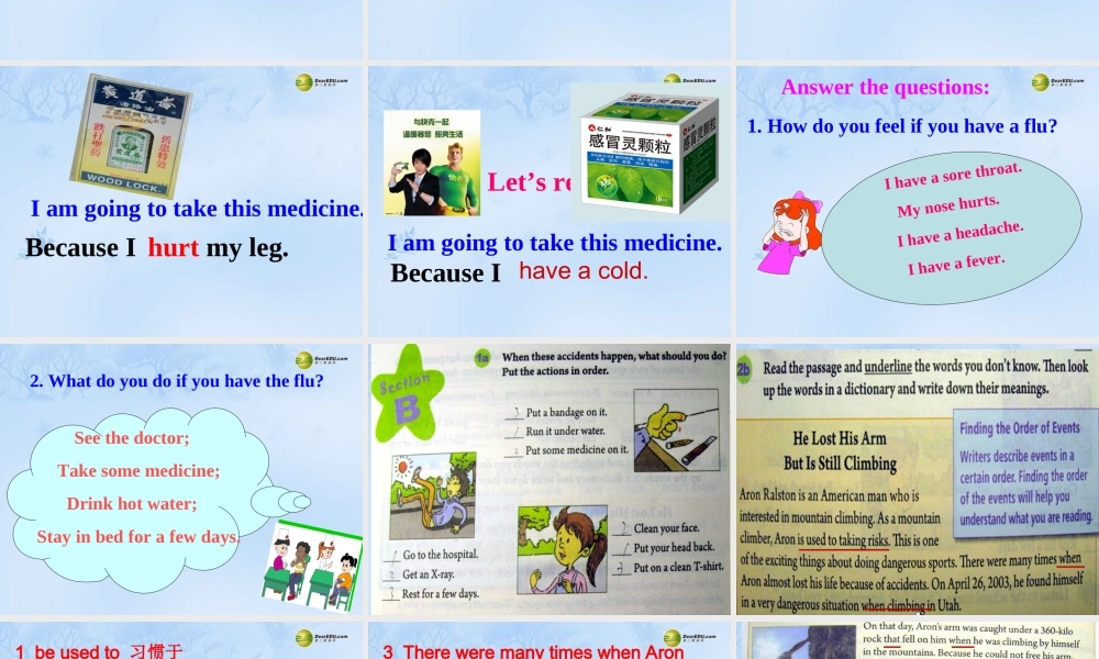 八年级英语下册《Unit1 What's the matter Section B》课件 .ppt