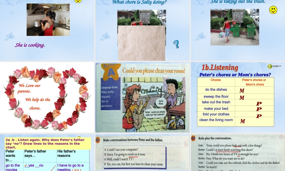 八年级英语下册《Unit3 Could you please clean your room SectionA》课件 .ppt