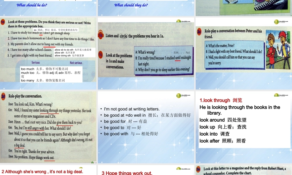 八年级英语下册《Unit4 Why don’t you talk to your parents Section A》课件 .ppt