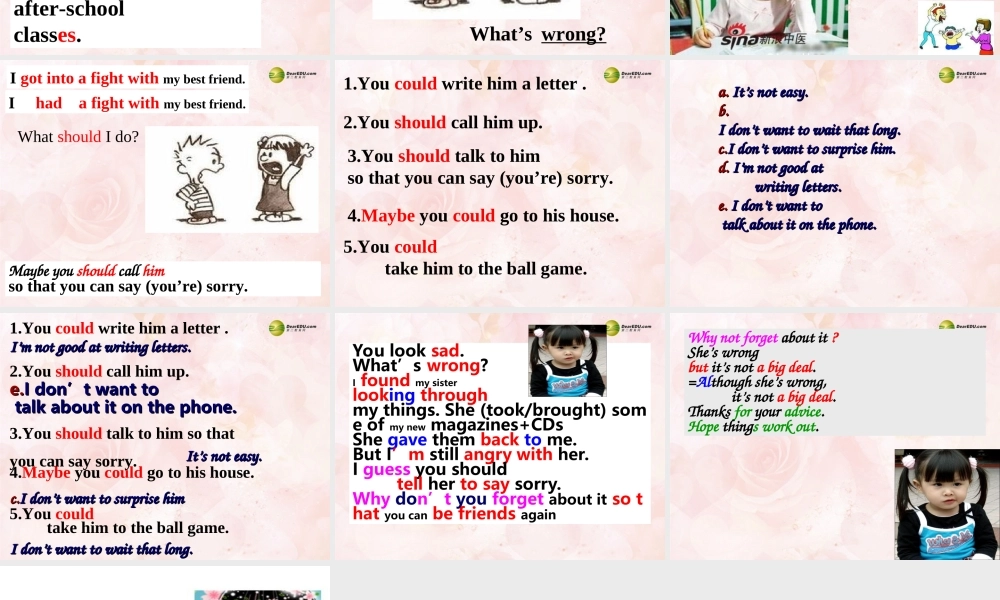 八年级英语下册《Unit4 Why don’t you talk to your parents》Section A(1a-2d)课件 .ppt