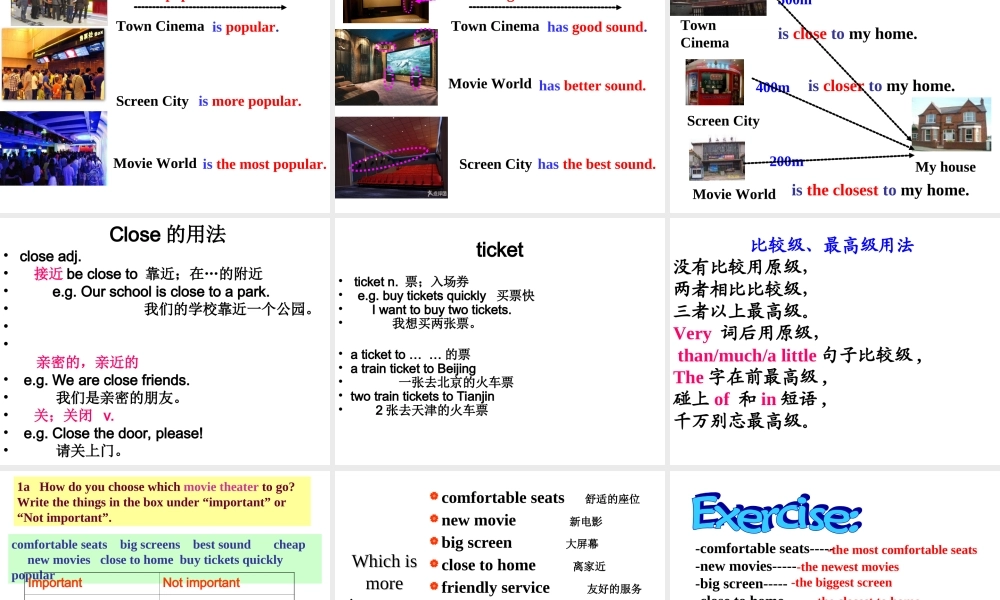 四川省渠县琅琊中学八年级英语上册 Unit 4 What’s the best movie theater课件1.ppt