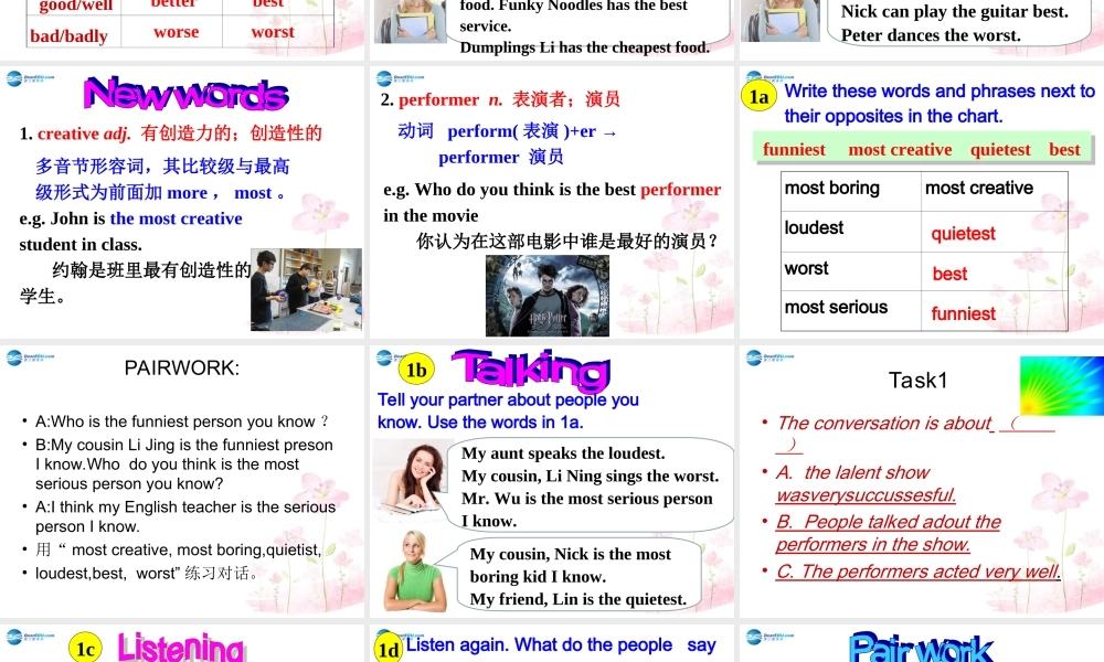 四川省渠县琅琊中学八年级英语上册 Unit 4 What’s the best movie theater课件2.ppt