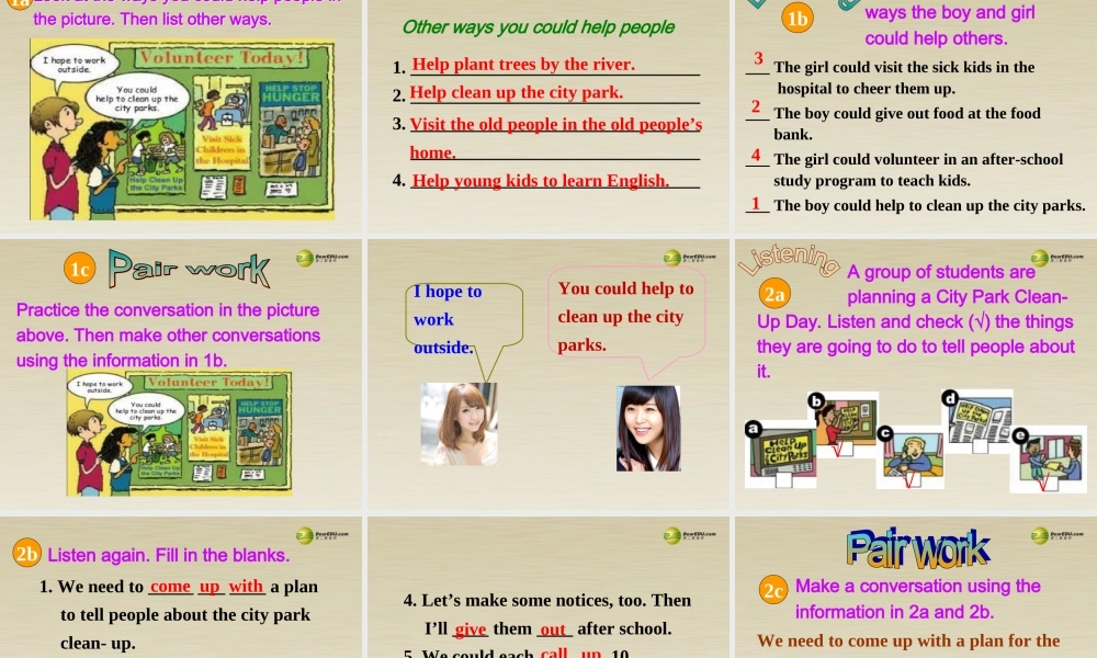 季八年级英语下册 Unit 2 I'll help to clean up the city parks Section A 课件1 .ppt