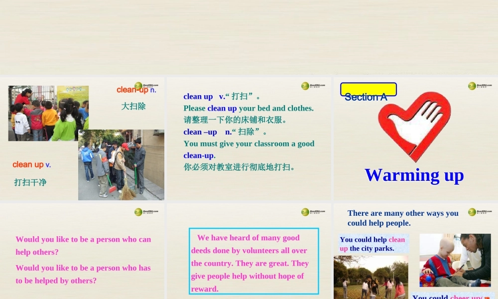 季八年级英语下册 Unit 2 I'll help to clean up the city parks Section A课件 .ppt