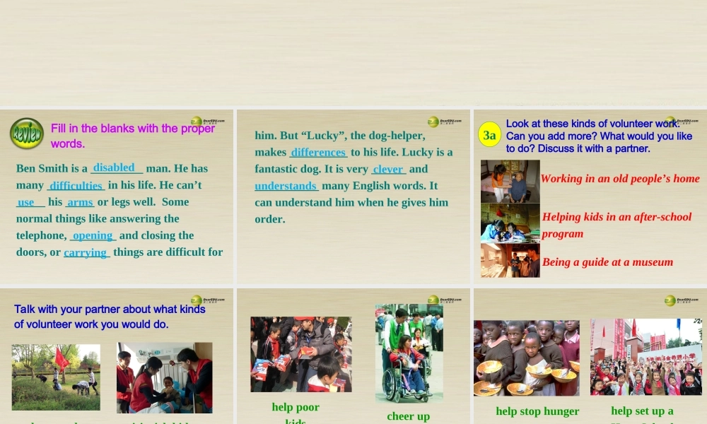 季八年级英语下册 Unit 2 I'll help to clean up the city parks Section B 课件2 .ppt