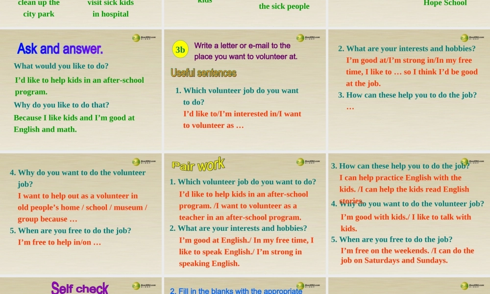 季八年级英语下册 Unit 2 I'll help to clean up the city parks Section B 课件2 .ppt