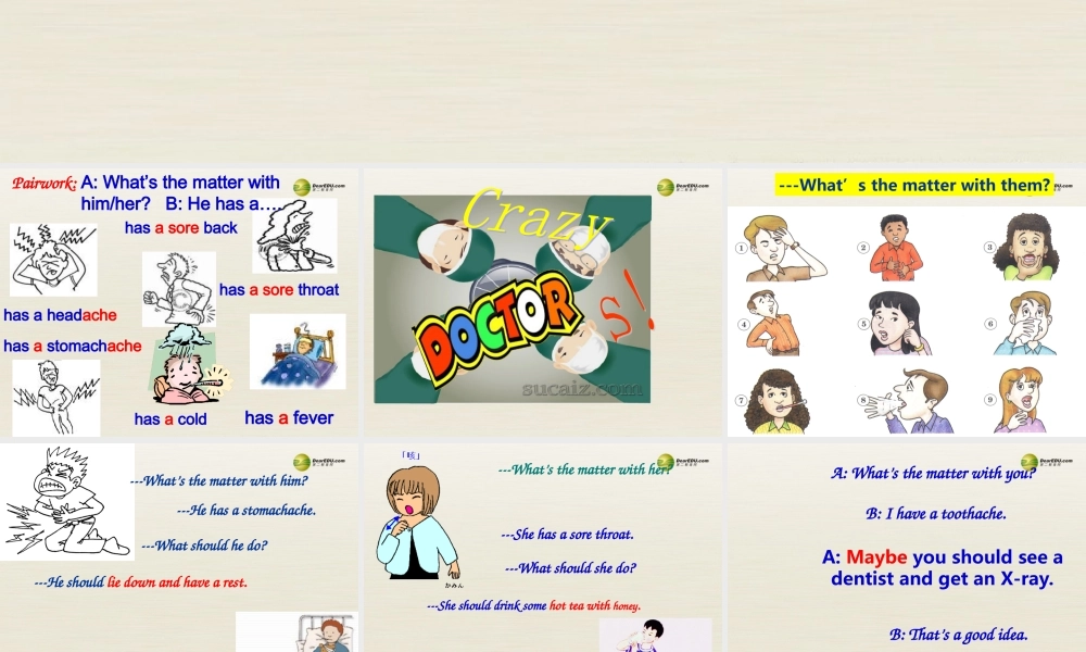 季八年级英语下册 Unit1 What's the matter课件2 .ppt