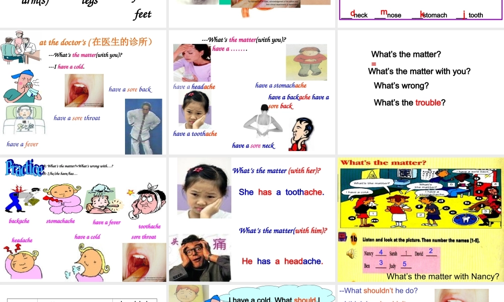 季八年级英语下册 Unit1 What's the matter课件1 .ppt