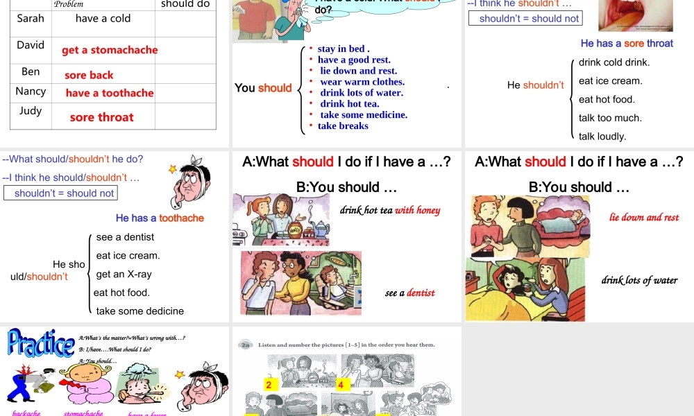 季八年级英语下册 Unit1 What's the matter课件1 .ppt