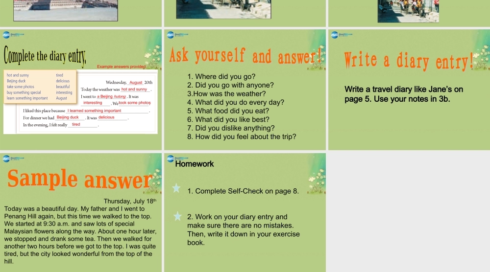 宁夏海原县李俊中学八年级英语上册 Unit 1 Where did you go on vacation（第5课时）课件.ppt