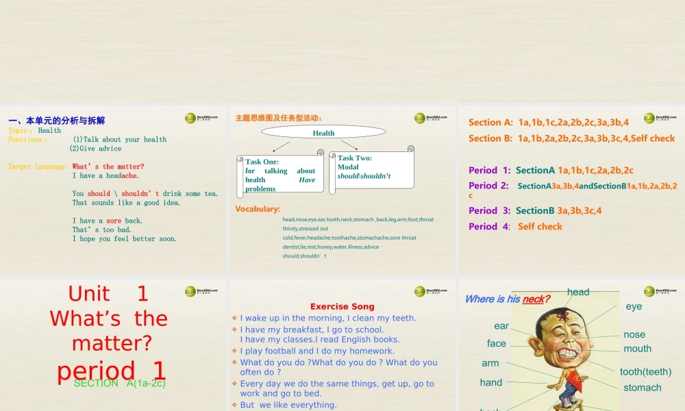 季八年级英语下册 Unit1 What't the matter课件 .ppt