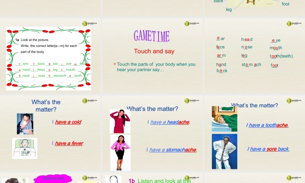 季八年级英语下册 Unit1 What't the matter课件 .ppt