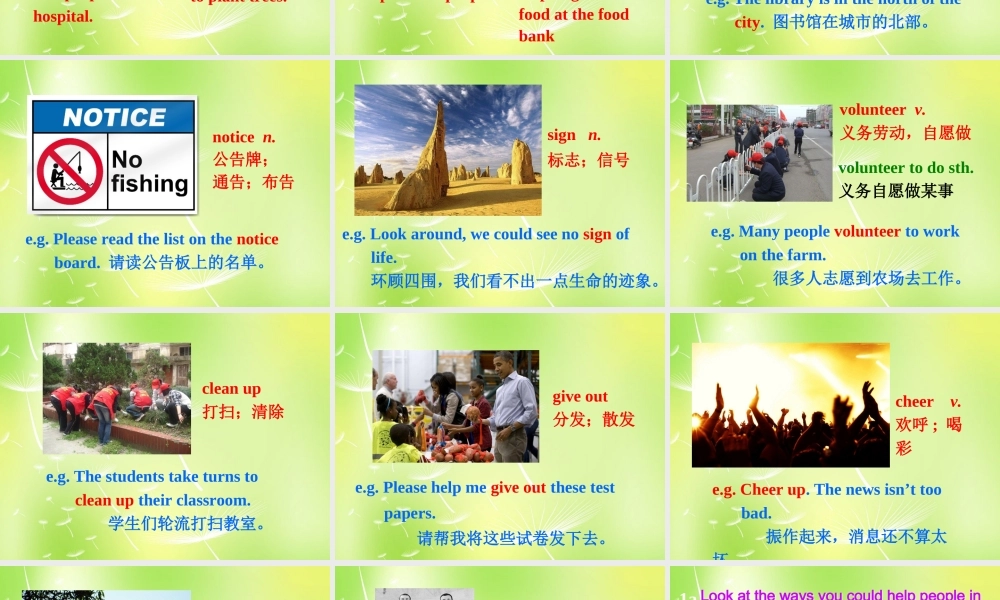 宁夏灵武市回民中学八年级英语下册 Unit 2 I'll help to clean up the city park Section A课件1 .ppt