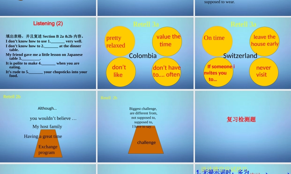 山东省滕州市滕西中学九年级英语全册 Unit 10 You’re supposed to shake hands复习课件.ppt