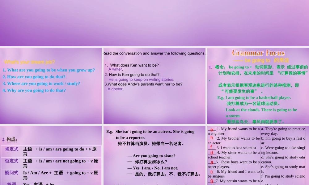 山东省无棣县第一实验学校八年级英语上册 Unit 6 I’m going to study computer science Section A（2d-3c）课件.ppt