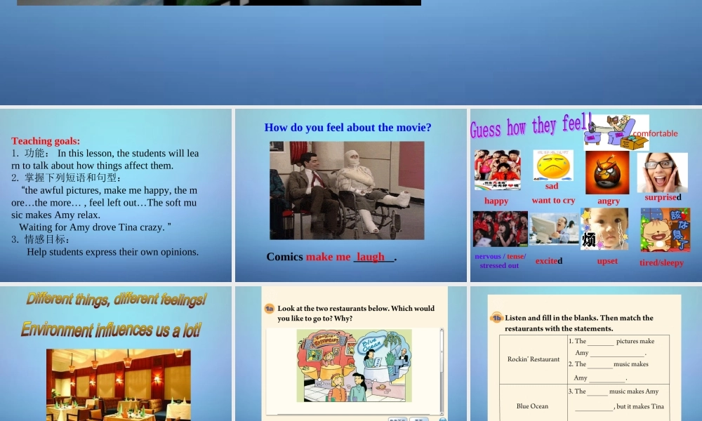 山东省滕州市滕西中学九年级英语全册 Unit 11 Sad movies make me cry Section A（1a-2d）课件.ppt