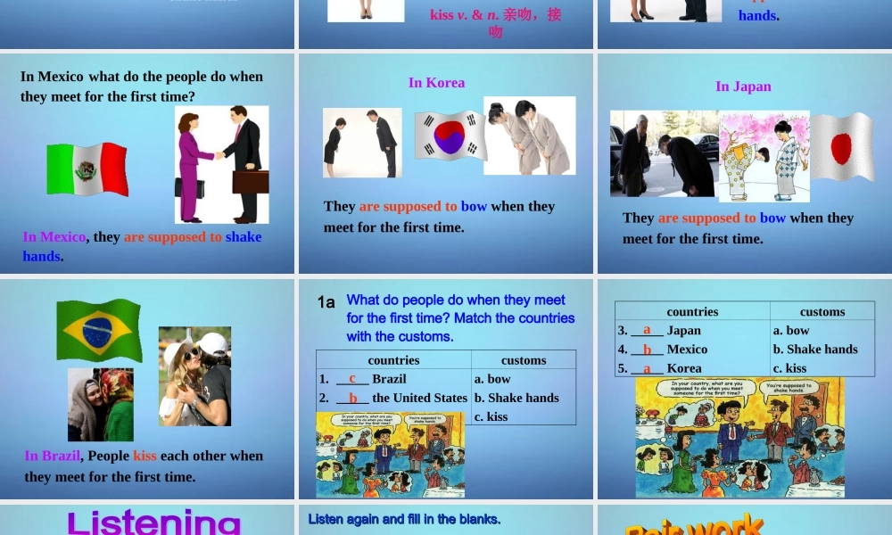 山东省滕州市滕西中学九年级英语全册 Unit 10 You’re supposed to shake hands Section A（1a-2d）课件.ppt