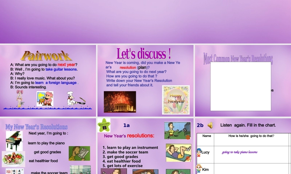 山东省无棣县第一实验学校八年级英语上册 Unit 6 I’m going to study computer science Section B（1a-2e）课件.ppt