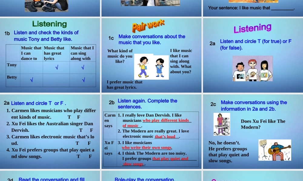 山东省滕州市滕西中学九年级英语全册 Unit 9 I like music that I can dance to Section A（1a-2d）课件.ppt