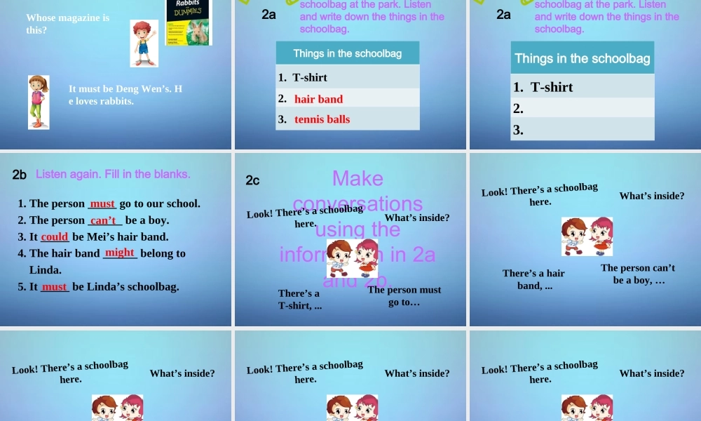 山东省滕州市滕西中学九年级英语全册 Unit 8 It must belong to Carla Section A（1a-2d）课件.ppt