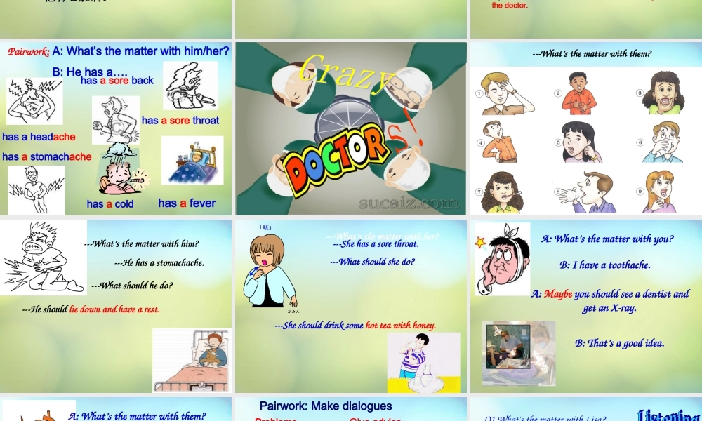 山东省肥城市汶阳镇初级中学八年级英语下册《Unit 1 What’s the matter（第2课时）》课件 .ppt