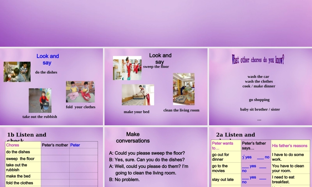 山东省肥城市王庄镇初级中学八年级英语下册 Unit 3 Could you please clean your room Period 1课件 .ppt