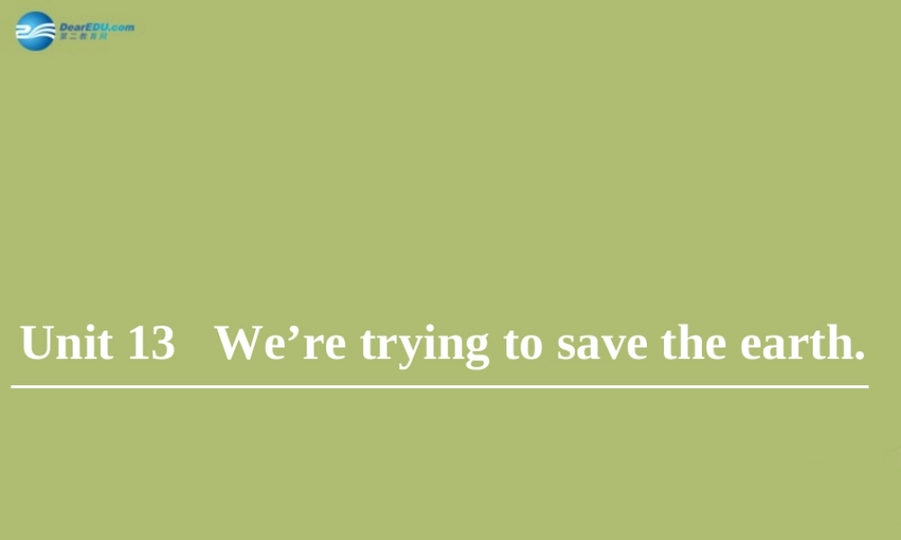 山东省邹平县实验中学九年级英语全册 Unit 13 We’re trying to save the earth（第3课时）课件.ppt