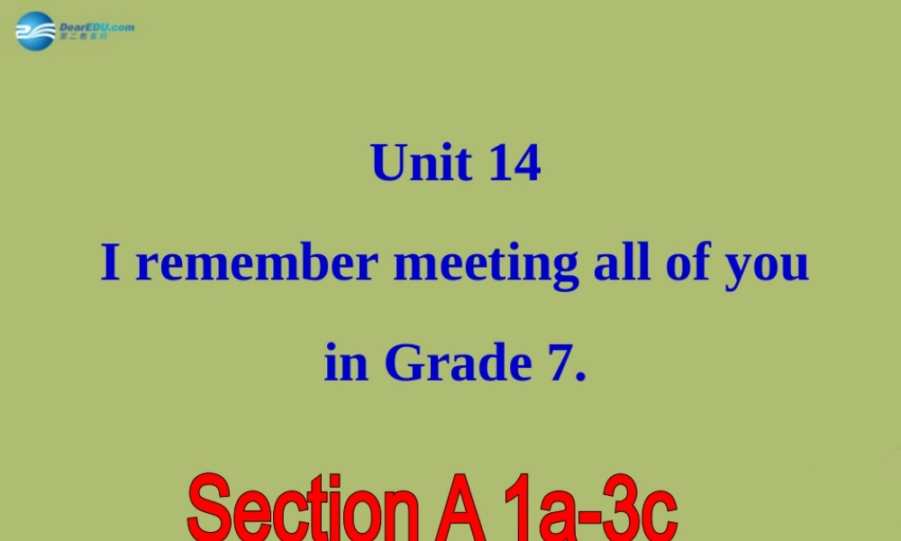 山东省邹平县实验中学九年级英语全册 Unit 14 I remember meeting all of you in Grade 7 Section A课件3.ppt