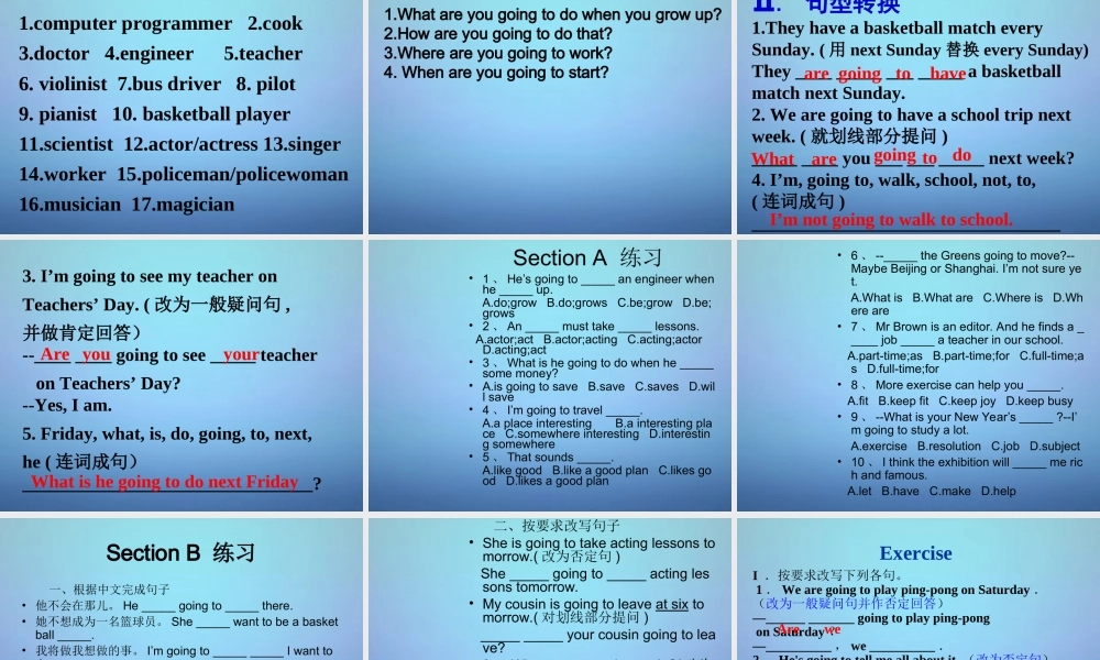 山东省邹平县实验中学八年级英语上册 Unit 6 I’m going to study computer science Revision课件.ppt