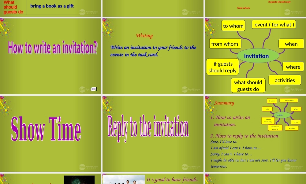 山东省青岛市即墨市长江中学八年级英语上册 Unit 9Can you come to my birthday party Section B 3a-selfcheck课件.ppt