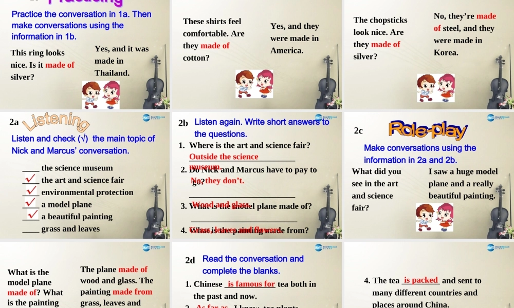 广西贵港市平南县上渡镇大成初级中学九年级英语全册 Unit 5 What are the shirts made of？Section A1课件.ppt