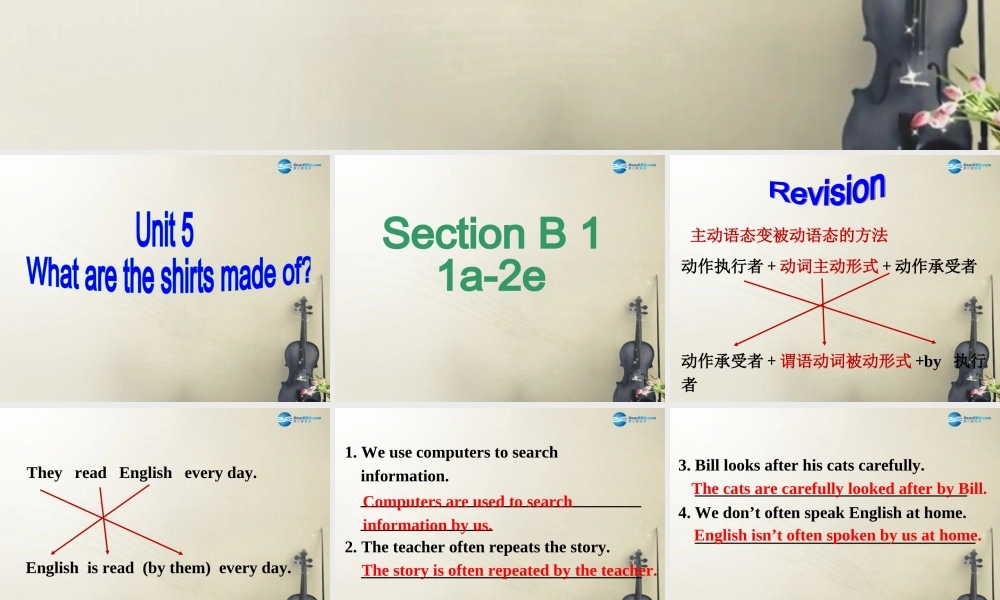 广西贵港市平南县上渡镇大成初级中学九年级英语全册 Unit 5 What are the shirts made of？Section B1课件.ppt