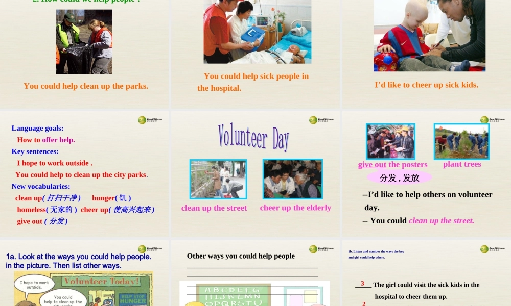 春季八年级英语下册 unit 2 I'll help to clean up the city park Section A（1a-2d）课件 .ppt