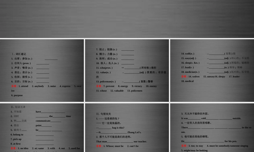 江苏省灌云县四队中学九年级英语全册《Unit 8 It must belong to Carla》复习课件.ppt