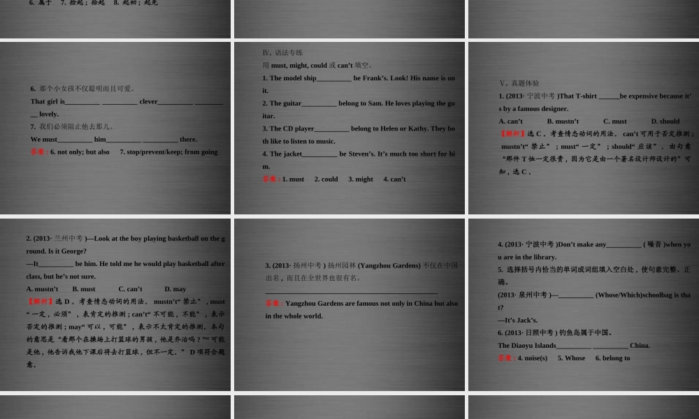 江苏省灌云县四队中学九年级英语全册《Unit 8 It must belong to Carla》复习课件.ppt