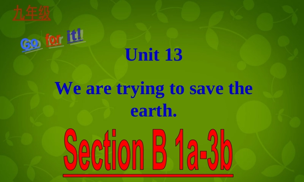 河北省东光县第二中学九年级英语全册 Unit 13 We’re trying to save the earth Section B（1a-3b）课件.ppt
