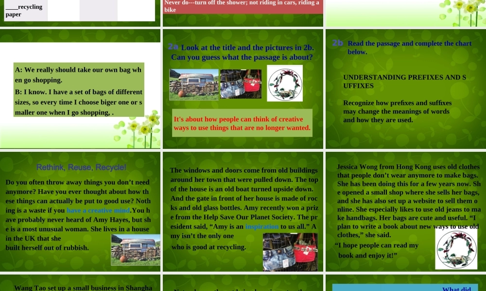 河北省东光县第二中学九年级英语全册 Unit 13 We’re trying to save the earth Section B（1a-3b）课件.ppt