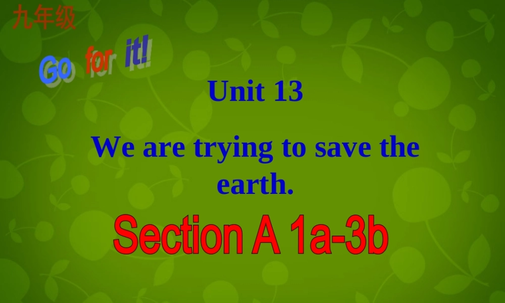 河北省东光县第二中学九年级英语全册 Unit 13 We’re trying to save the earth Section A（1a-3b）课件.ppt