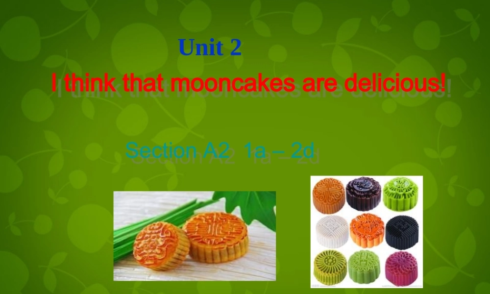 河北省东光县第二中学九年级英语全册 Unit 2 I think that mooncakes are delicious Section A 2课件 （新版）人教新目标版.ppt