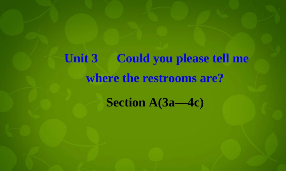 河北省东光县第二中学九年级英语全册 Unit 3 Could you please tell me where the restrooms are Section A 2课件 （新版）人教新目标版.ppt