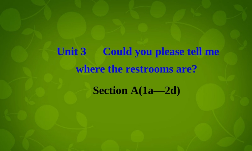 河北省东光县第二中学九年级英语全册 Unit 3 Could you please tell me where the restrooms are Section A 1课件 （新版）人教新目标版.ppt