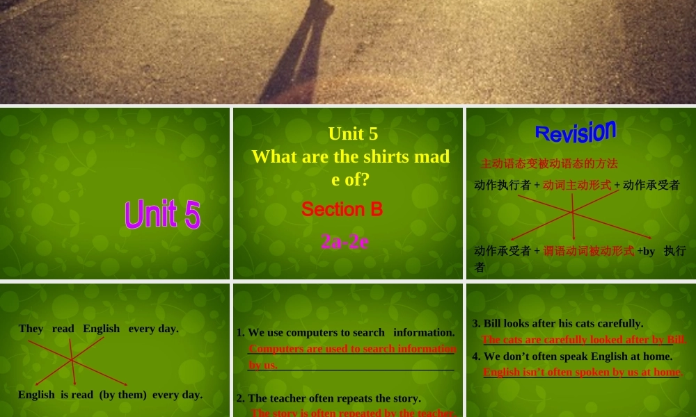 河北省东光县第二中学九年级英语全册 Unit 5 What are the shirts made of Section B（2a-2e）课件.ppt