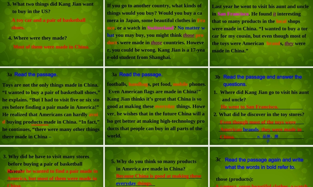 河北省东光县第二中学九年级英语全册 Unit 5 What are the shirts made of Section A（3a-3c）课件.ppt