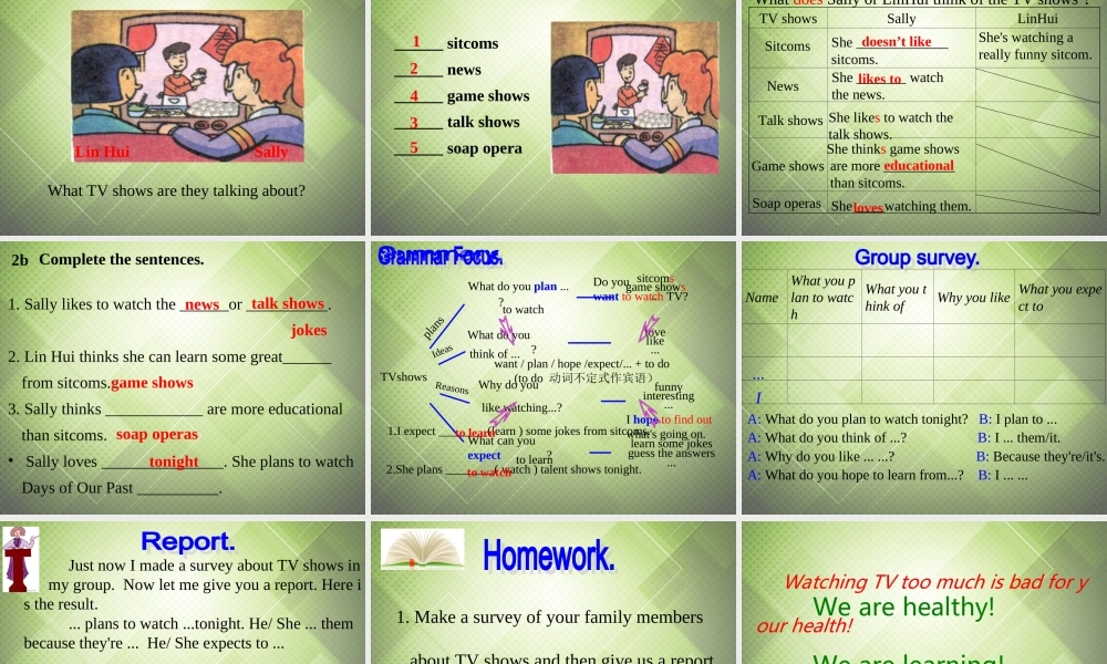 河北省东光县第二中学八年级英语上册 Unit 5 Do you want to watch a game show Section A（1a-2c）课件.ppt