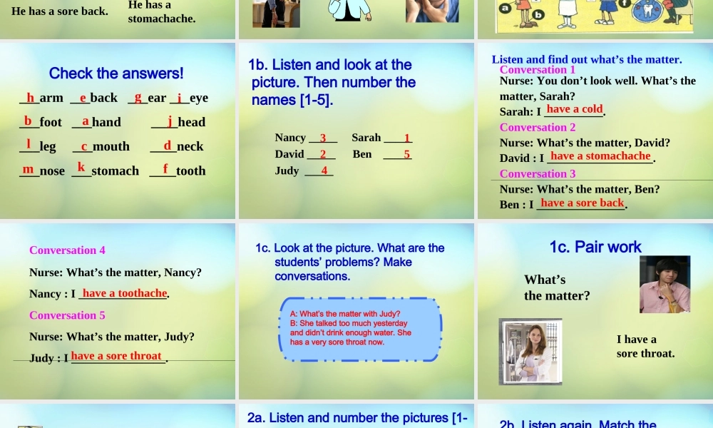 河北省唐山市曹妃甸区第二中学八年级英语下册 Unit 1 what’s the matter课件 .ppt