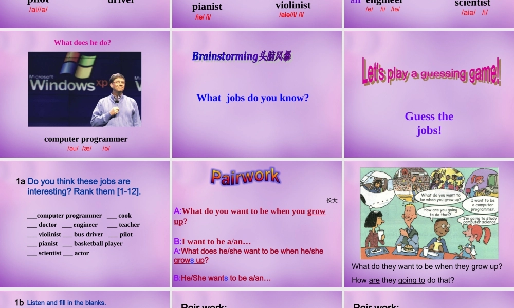 河北省廊坊市第十二中学八年级英语上册 Unit 6 I'm going to study computer science Section A（1a-1c）课件.ppt