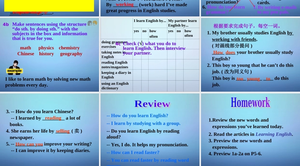 河北省平山县第二中学九年级英语全册 Unit 1 How can we become good learners Section A课件1 （新版）人教新目标版.ppt