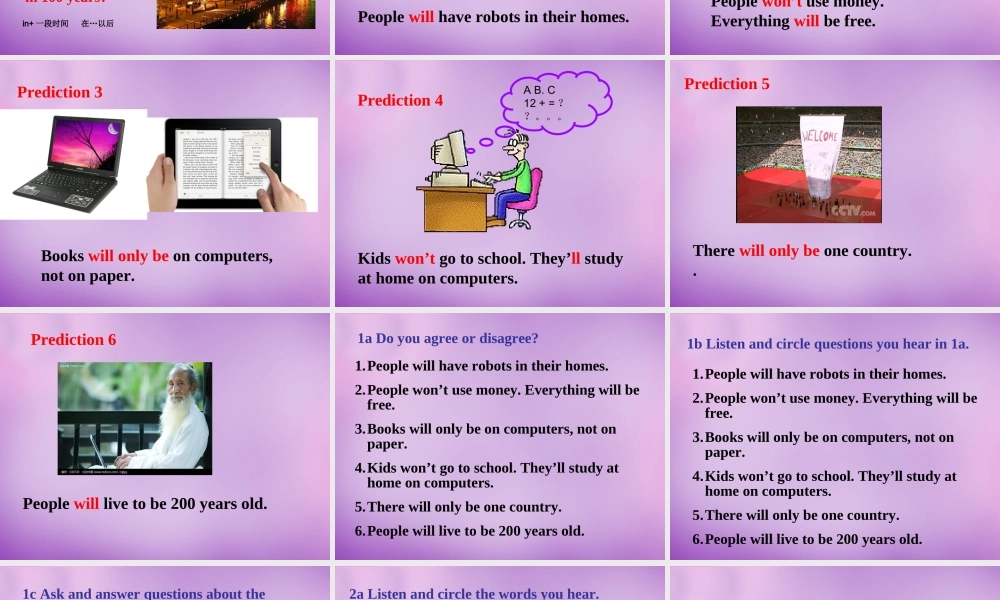 浙江省宁波市慈城中学八年级英语上册 Unit 7 Will people have robots课件.ppt