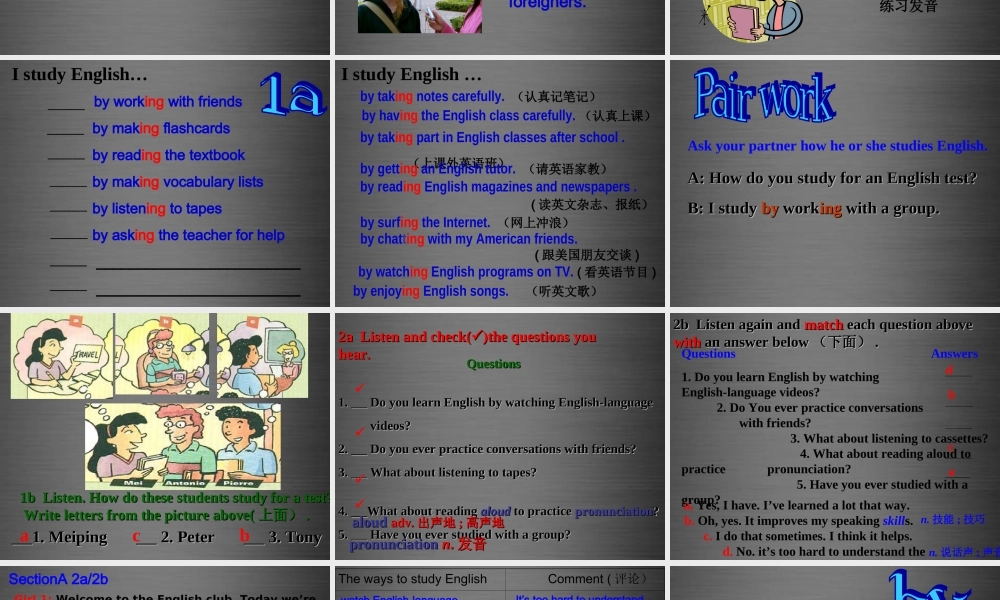 浙江省绍兴县杨汛桥镇中学九年级英语全册 Unit 1 How can we become good learners（第1课时）课件 （新版）人教新目标版.ppt